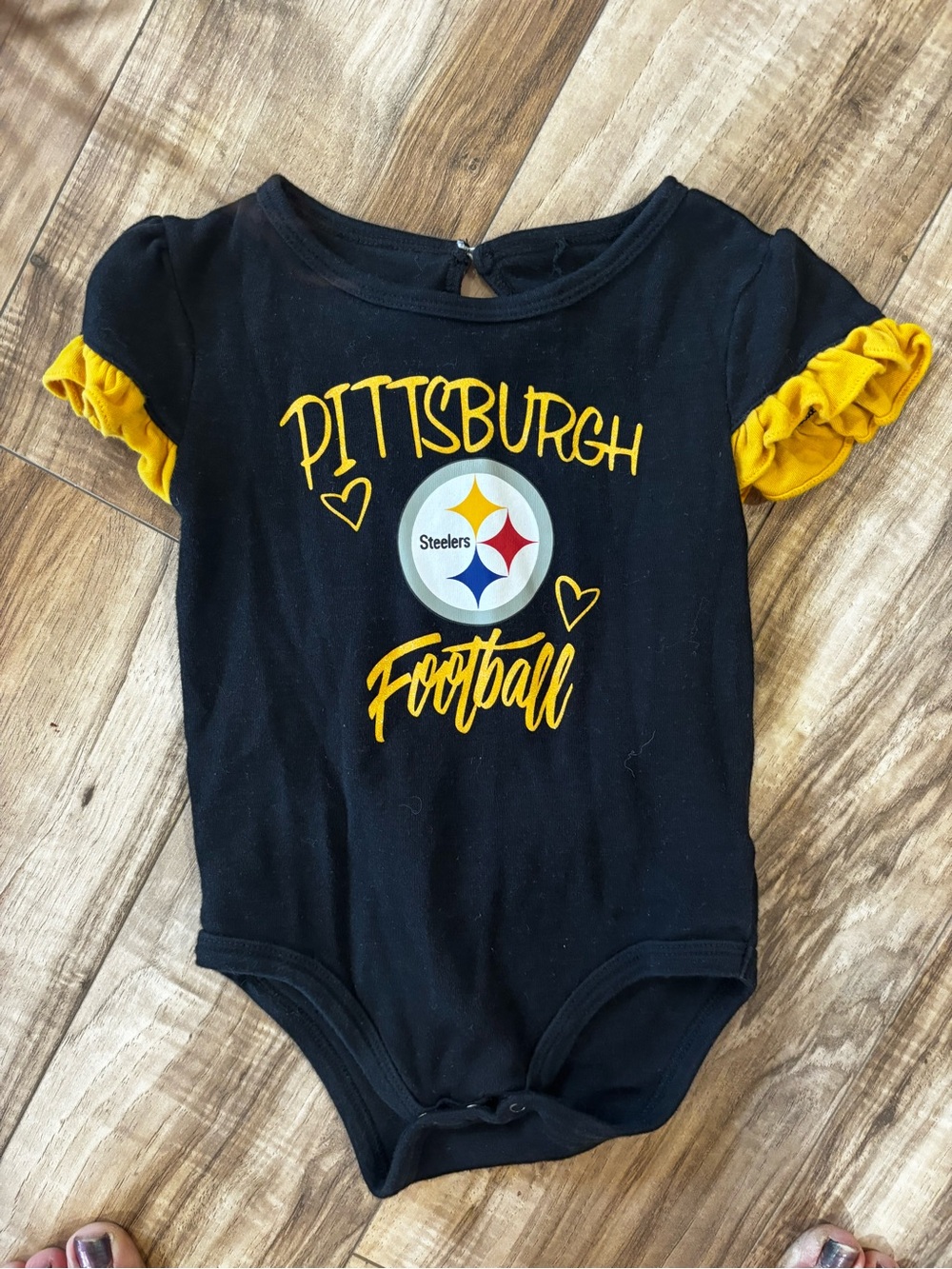 NFL Pittsburgh Steelers Black Baby Bodysuit with Gold Accent 18M
